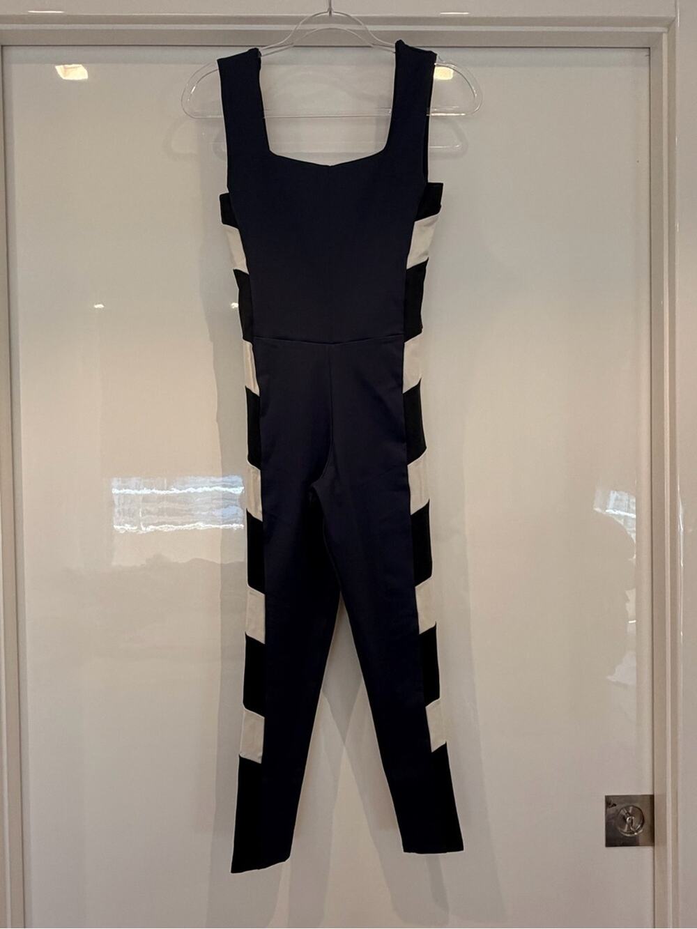 Colorblock Black and White Sculpted Jumpsuit